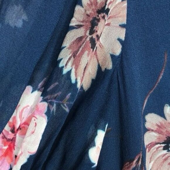 YUMI KIM Reese navy Floral Mini Ruffle dress bell sleeve Large NWT - Picture 7 of 15